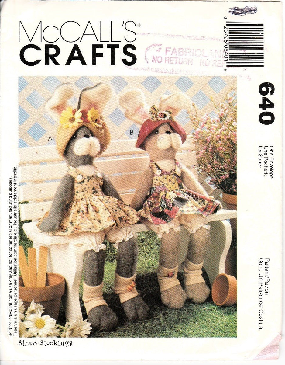 4 Mccall's Crafts Soft Dolls & Clothes Sewing Patterns 9605 - 620 - 762 -  5929