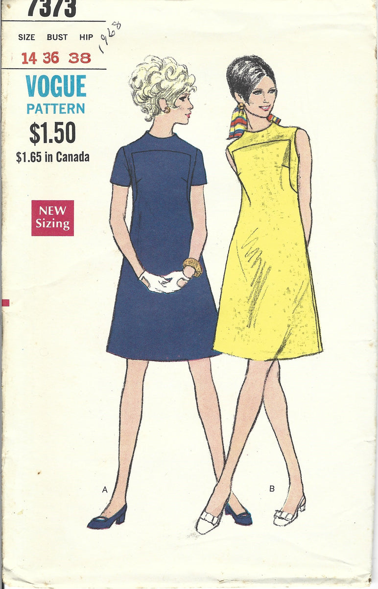 Vogue 7373 Ladies One Piece Dress Vintage Sewing Pattern 1960s Vintagestitching Vintage 3355