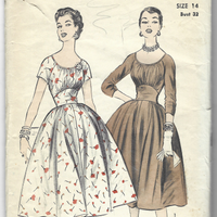 Advance 6915 Ladies Dress Empire Waist Vintage 1950's Sewing Pattern Unprinted