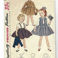 Simplicity 3992 Toddler Skirt Jacket Weskit Vintage 1950s Sewing Pattern