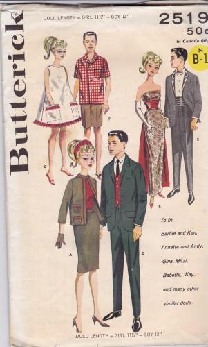 Digital, Vintage Barbie and Ken Sewing Pattern