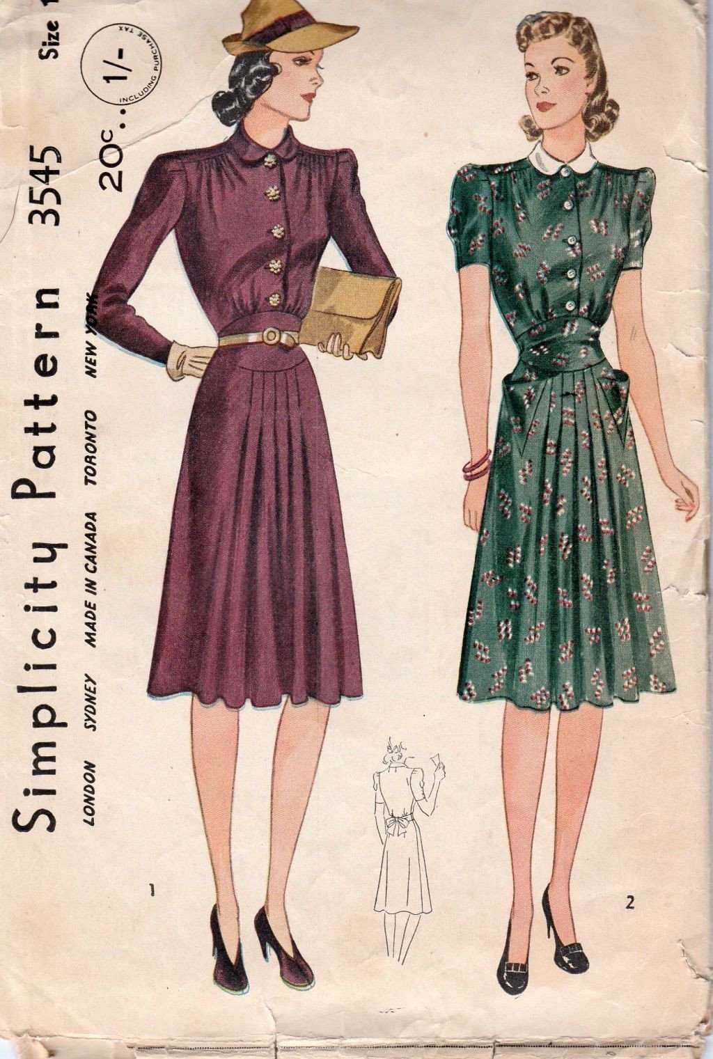 Simplicity 1402 Ladies Nightgown Lingerie Vintage Sewing Pattern 1940s