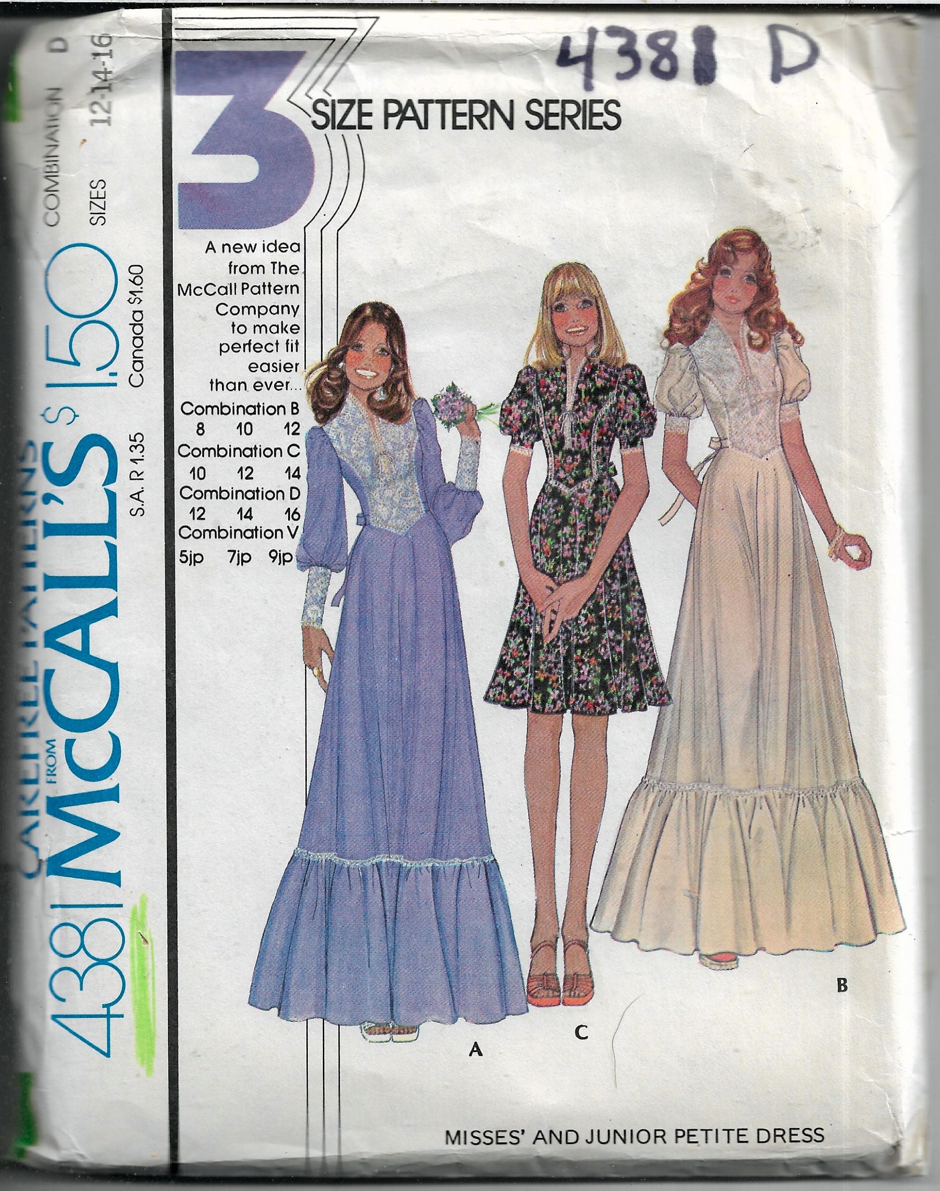 McCalls 4381 Ladies Dress Evening Gown Vintage Sewing Pattern 1970s