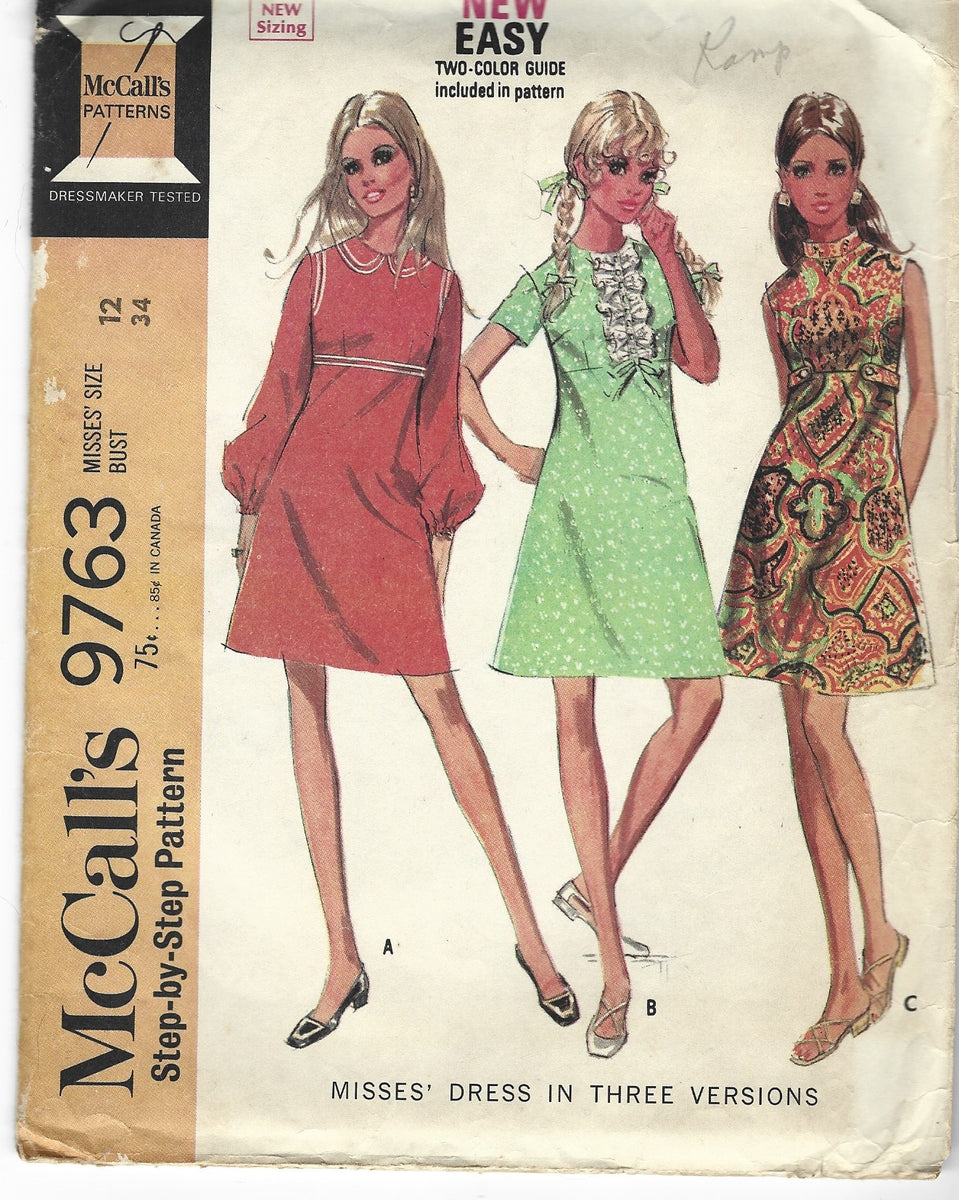 McCalls 9763 Ladies Dress Empire Waist Vintage Sewing Pattern 1960s ...