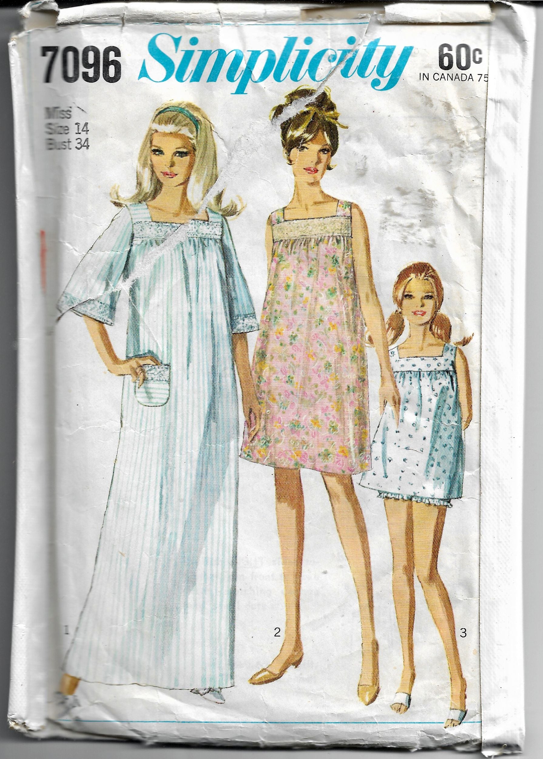 Simplicity 7096 Baby Doll Nightgown Lingerie Vintage Sewing Pattern 19